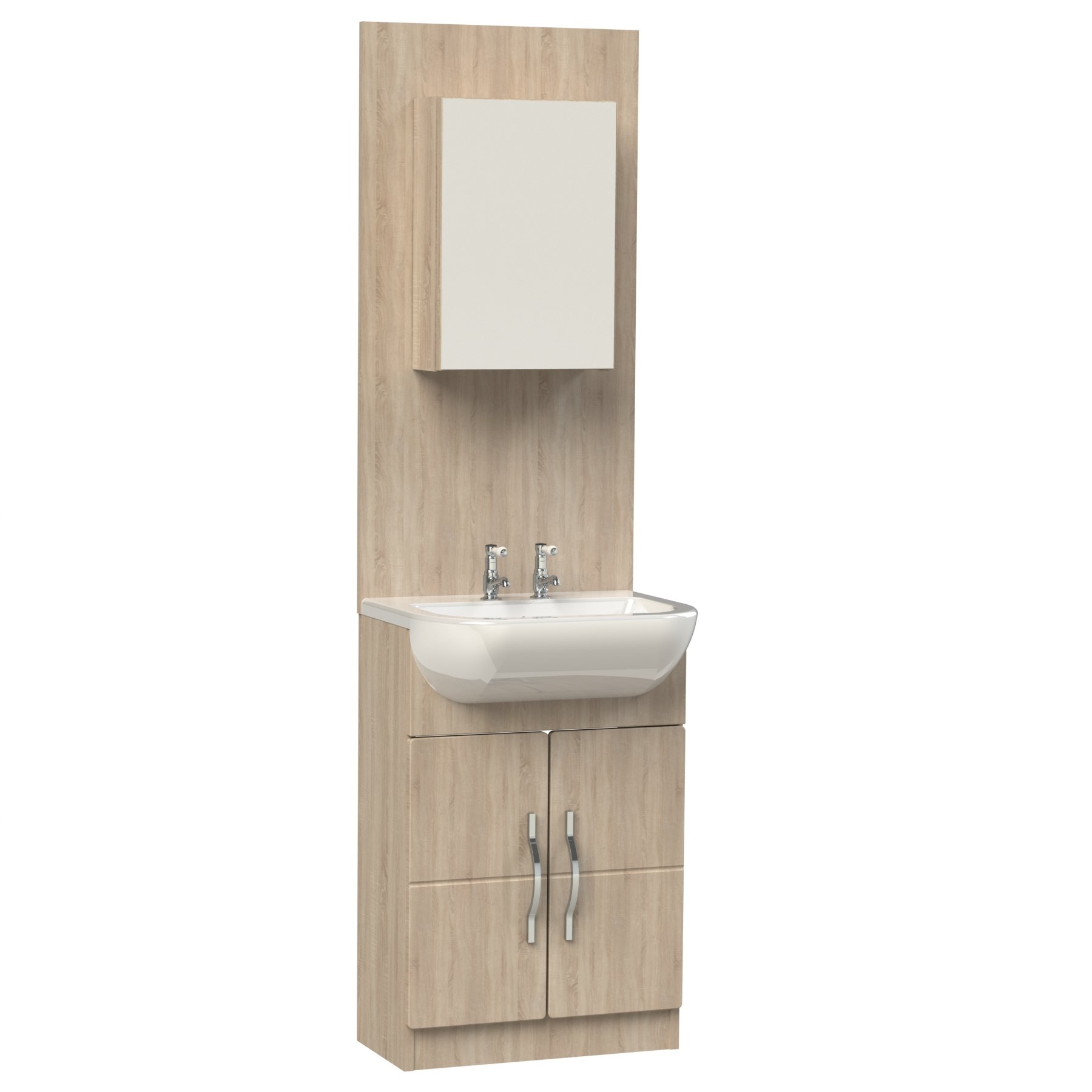 2 Door Vanity Unit including Backboard and Mirror Cabinet